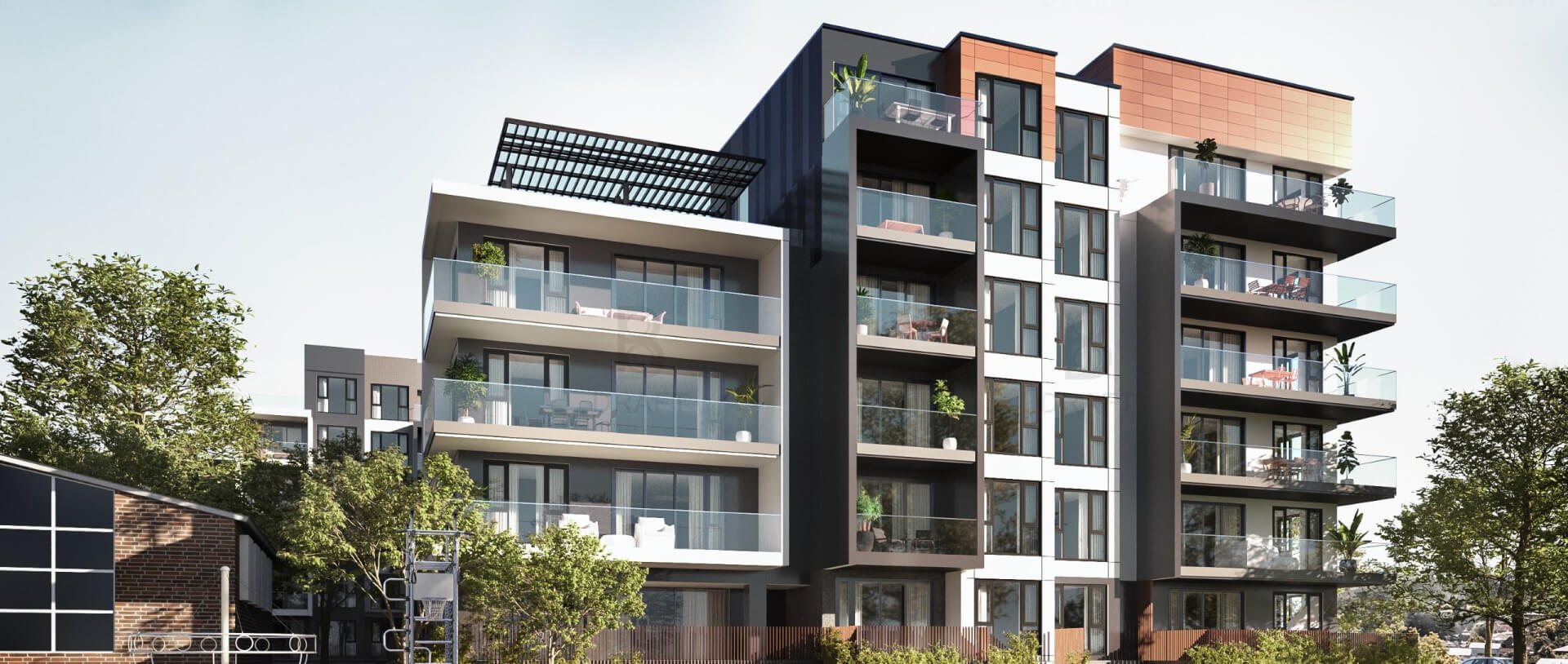 Completed modular apartment building